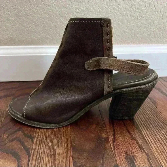 Frye Izzy Artisan Peep Toe Mule Booties Wm Sz 9 B Brown Leather Slingback Sandal - Picture 5 of 16